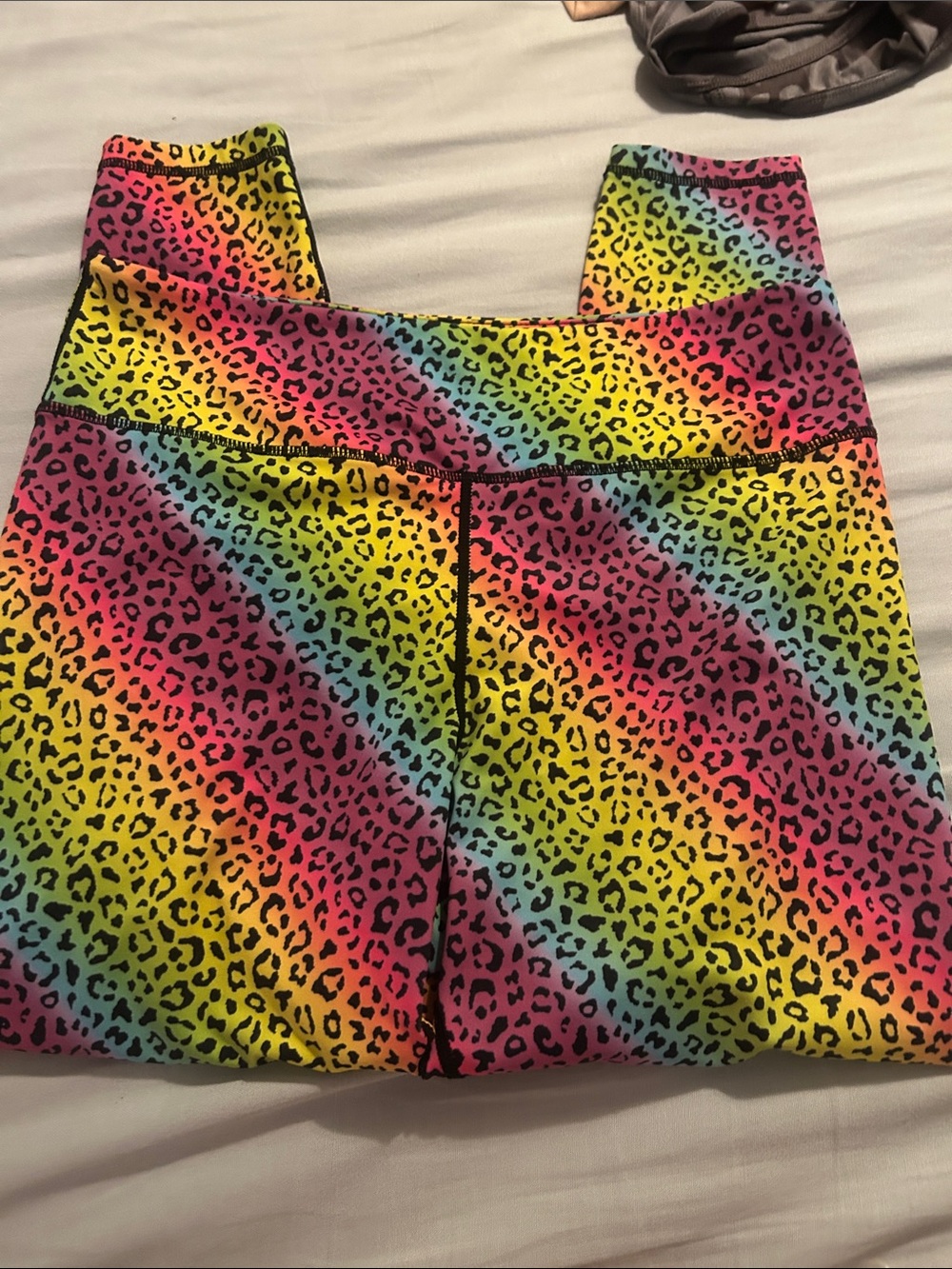 ZYIA Girls' Neon Rainbow Leopard Leggings L 12-14
